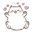 White Kawaii Cat Fabric Panel 23