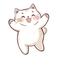 White Kawaii Cat Fabric Panel 24