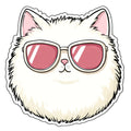 White Kawaii Cat Fabric Panel 3
