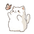 White Kawaii Cat Fabric Panel 8