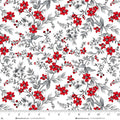 White Red Floral Vine Scarlet's Treasure 44"/45" Cotton Fabric Per Yard