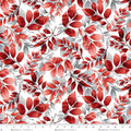 White Red Leaves Scarlet's Treasure 44"/45" Cotton Fabric Per Yard