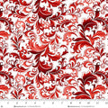 White Red Scrolls Scarlet's Treasure 44"/45" Cotton Fabric Per Yard