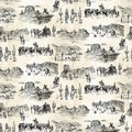 White & Cream Southwest Minis Toile 44/45" Cotton Fabric Per Yard