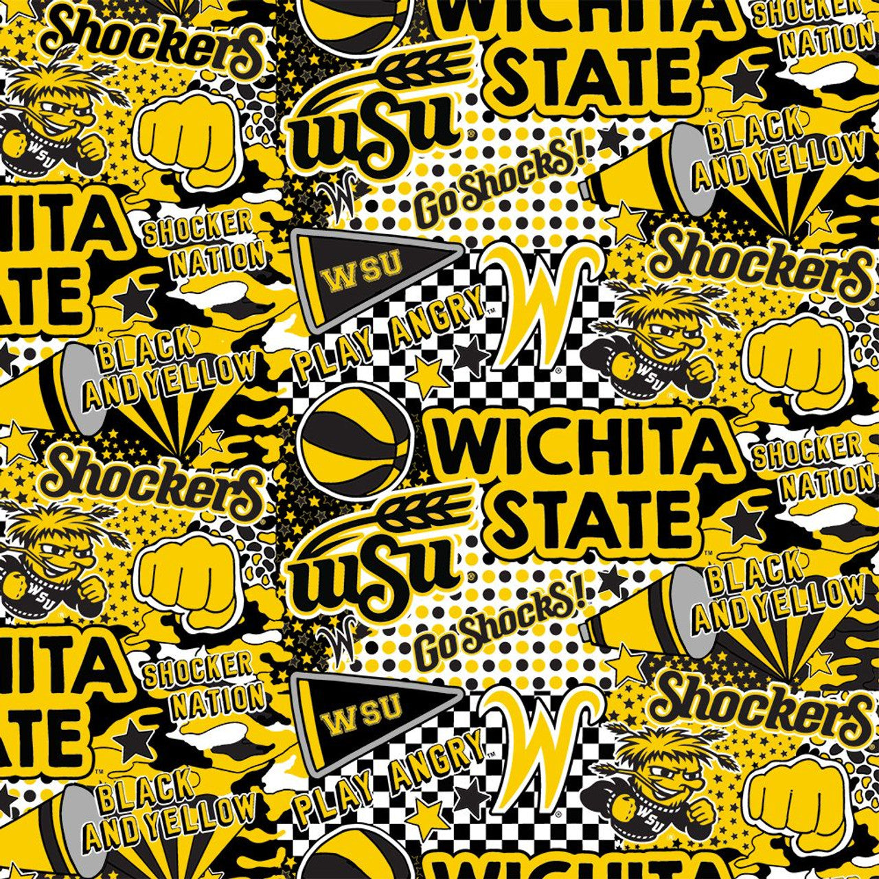 Wichita State Shockers - Pop Art 44"/45" Fabric per yard