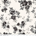 Wide Back Ink & Ivory Large Floral Ivory Cotton Wideback Fabric per yard