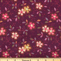 Wine Happy Floral 45" Wide Cotton Fabric Per Yard