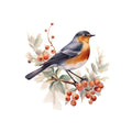 Winter Birds on Branches Fabric Panel 8