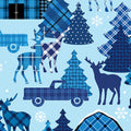 Winter Farm House Plaid - Farmhouse Scenic - Light Blue 44" / 45" Fabric Per Yard