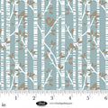 Winter Whispers - Tree Trunks with Birds & Squirrels - Medium Blue 44" / 45" Fabric Per Yard