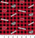 Wisconsin Badgers - Buffalo Plaid 44"/45" Fabric per yard