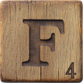 Wood Letter F Blocks Fabric Panel