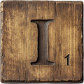Wood Letter I Blocks Fabric Panel