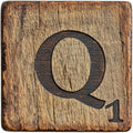 Wood Letter Q Blocks Fabric Panel