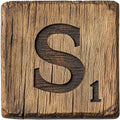 Wood Letter S Blocks Fabric Panel