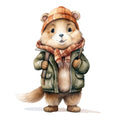 Woodland Animals in Clothes Fabric Panel 8