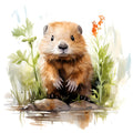 Woodland Baby Beaver 2 Fabric Panel