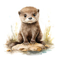 Woodland Baby Otter 3 Fabric Panel