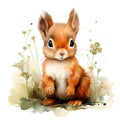Woodland Baby Squirrel 3 Fabric Panel