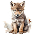 Woodland Baby Wolf 3 Fabric Panel