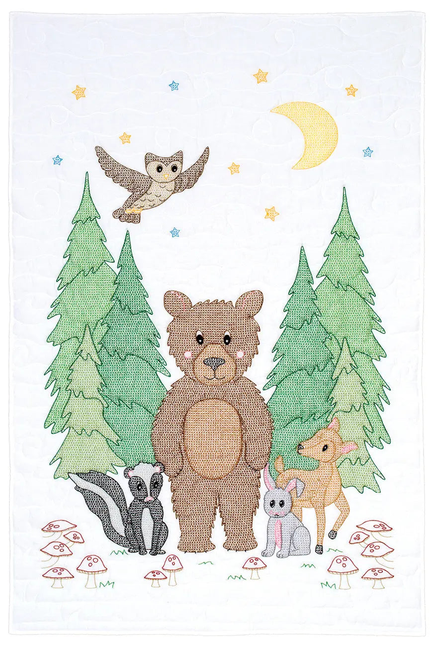 Woodland Bear Crib Quilt Top