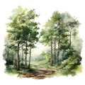 Woodland Forest Scene 1 Fabric Panel
