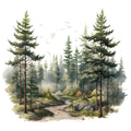 Woodland Forest Scene 3 Fabric Panel