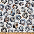 Light Gray Tires Hammer Down 43"/44" Fabric Per Yard