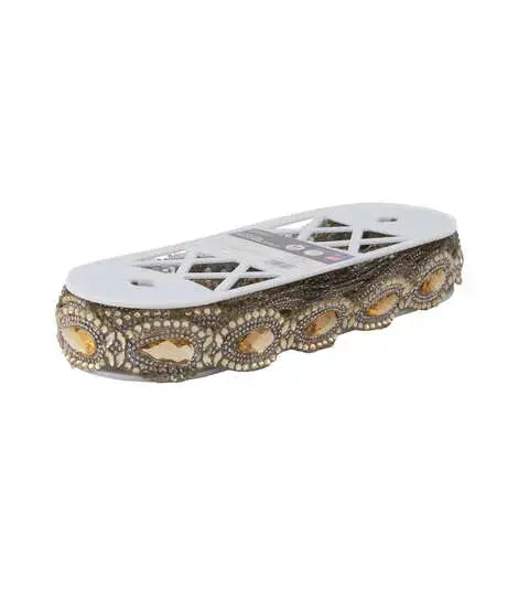 Yaya Han Iron On Crystal Princess Trim 1.38" Gold - Per Yard