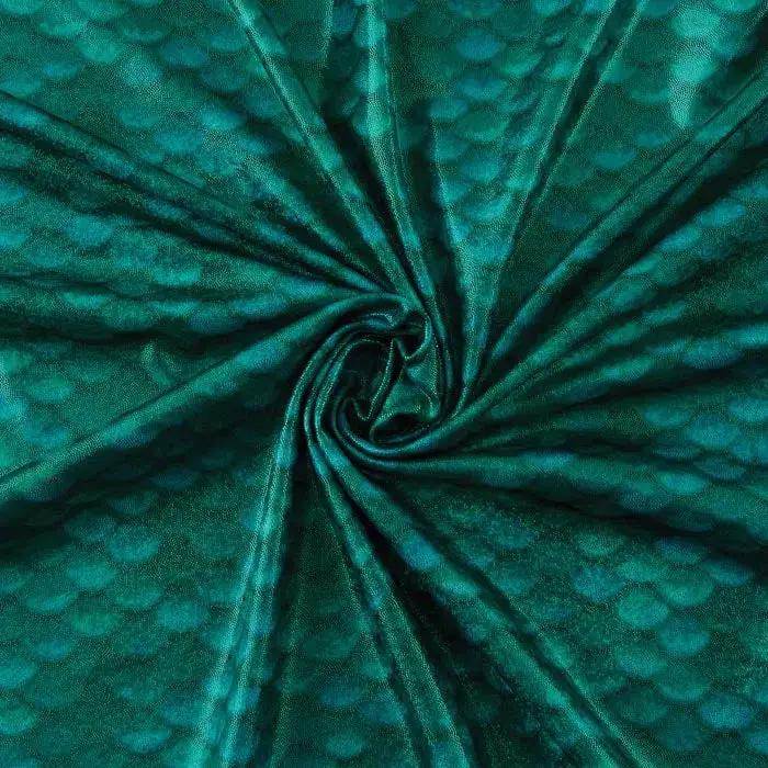 Yaya Han Mermaid Scales Holographic 57" Emerald Fabric Per Yard