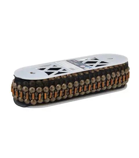 Yaya Han Sew on Studded Military Trim 2.38'' Gold - Per Yard