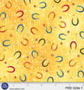 Yellow Free Rein Tossed Horseshoes 44"/45" Cotton Fabric Per Yard