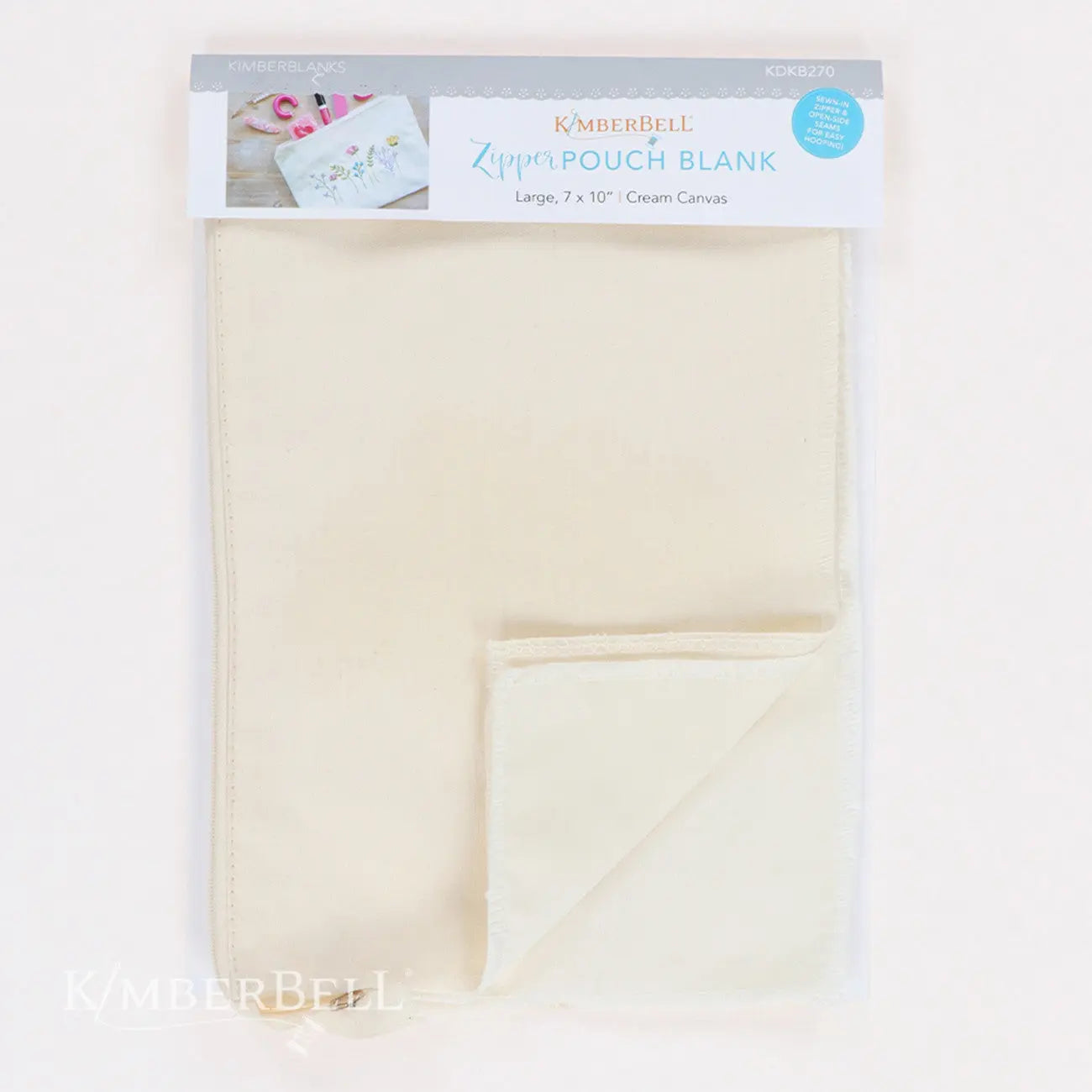 Zipper Pouch Blank Canvas Cream Large