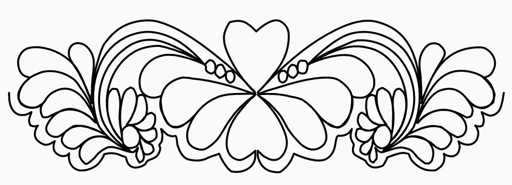 Daisy Heart Feathers Border - Linda's Electric Quilters