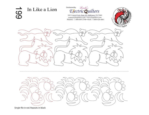 199 In Like A Lion Pantograph by Linda V. Taylor - Linda's Electric Quilters