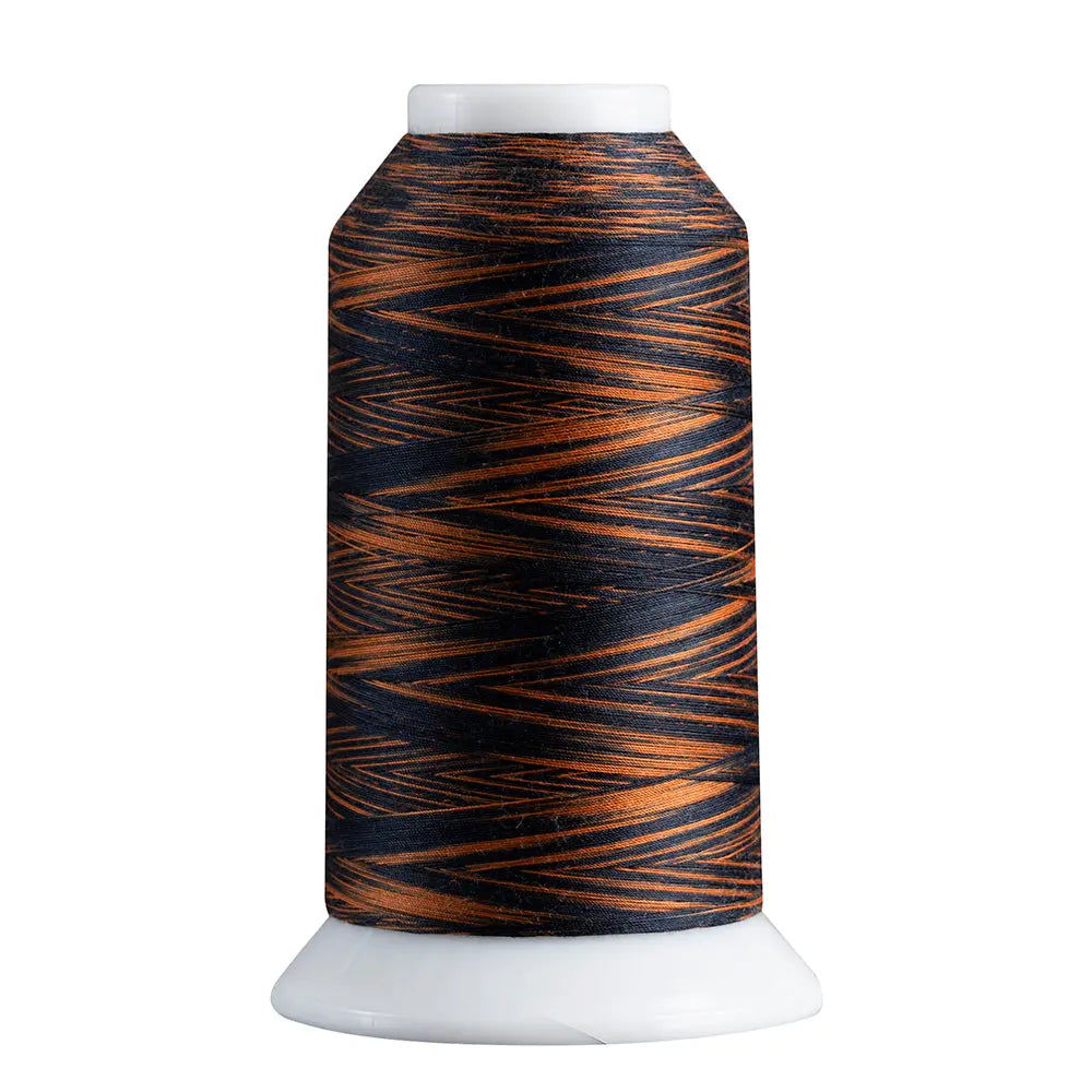 Rust & Black quilting and decorative stitching thread. Superior Spirit is a variegated, lint-free, matte-finish, smooth 40-wt. 3 filament polyester thread. Choose color options to match school or team colors and stitch a quilt for your favorite athlete or fan. Perfect for T-shirt quilts or embroideries. Pair with So Fine! as a bobbin thread for perfect stitches.