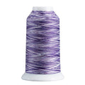 Purple & White quilting and decorative stitching thread. Superior Spirit is a variegated, lint-free, matte-finish, smooth 40-wt. 3 filament polyester thread. Choose color options to match school or team colors and stitch a quilt for your favorite athlete or fan. Perfect for T-shirt quilts or embroideries. Pair with So Fine! as a bobbin thread for perfect stitches.