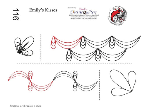 116 Emily's Kisses Pantograph by Linda V. Taylor - Linda's Electric Quilters