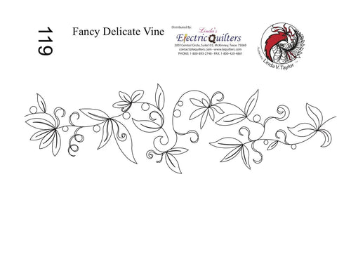 119 Fancy Delicate Vines Pantograph by Linda V. Taylor - Linda's Electric Quilters