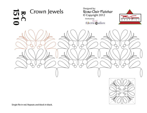1510 Crown Jewels Pantograph And Block by Rose-Clair Fletcher - Linda's Electric Quilters