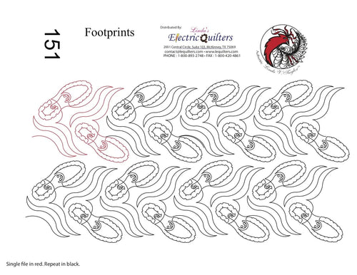 151 Footprints Pantograph by Linda V. Taylor - Linda's Electric Quilters