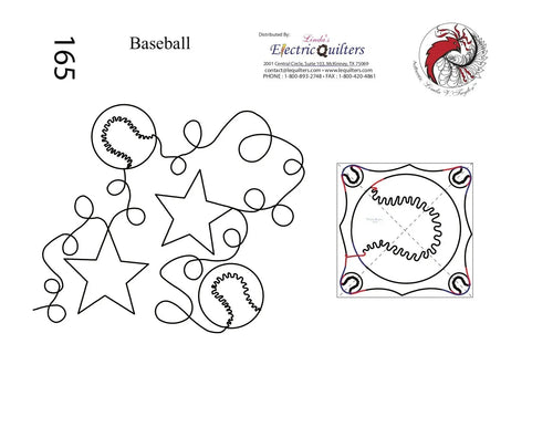 165 Baseball Pantograph with Blocks by Linda V. Taylor - Linda's Electric Quilters
