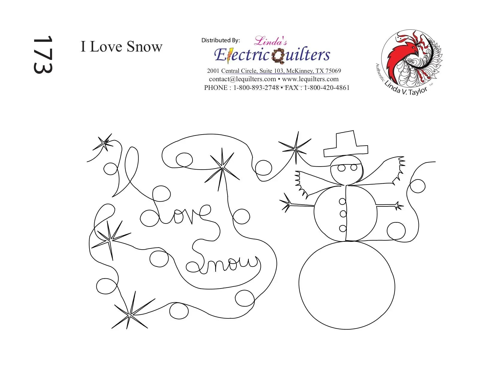 173 I Love Snow Pantograph with Blocks by Linda V. Taylor - Linda's Electric Quilters