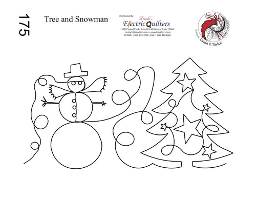 175 Trees And Snowman Pantograph by Linda V. Taylor - Linda's Electric Quilters