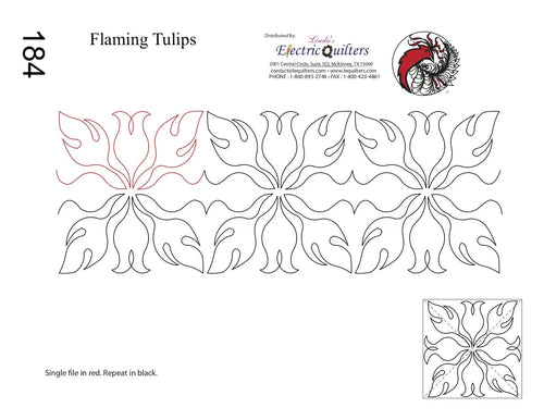 184 Flaming Tulips Pantograph with Blocks by Linda V. Taylor - Linda's Electric Quilters