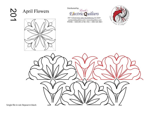 201 April Flowers Pantograph And Blocks Combo - Linda's Electric Quilters