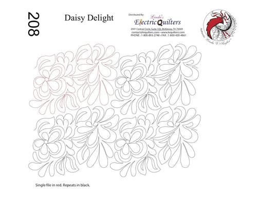 208 Daisy Delight Pantograph by Linda V. Taylor - Linda's Electric Quilters