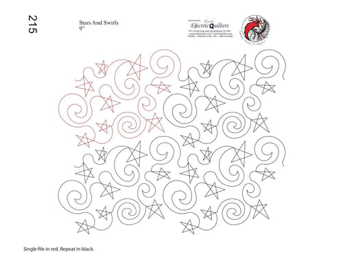215 Stars And Swirls Pantograph by Linda V. Taylor - Linda's Electric Quilters