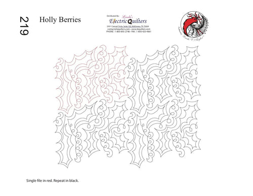 219 Hollyberries Pantograph by Linda V. Taylor - Linda's Electric Quilters