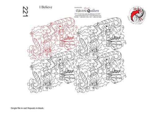 221 I Believe Pantograph by Linda V. Taylor - Linda's Electric Quilters